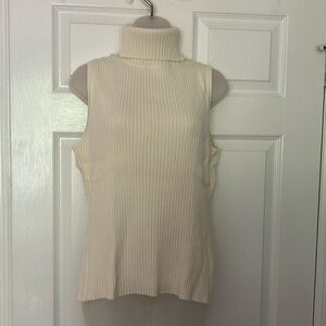 NWOT Chadwicks Cotton Blend Sleeveless Rib Knit Turtleneck Sweater